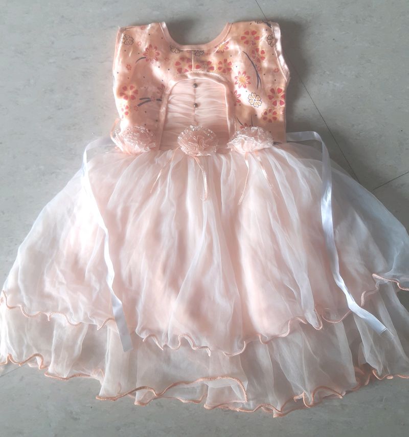 Light Peach Baby Girl Frock
