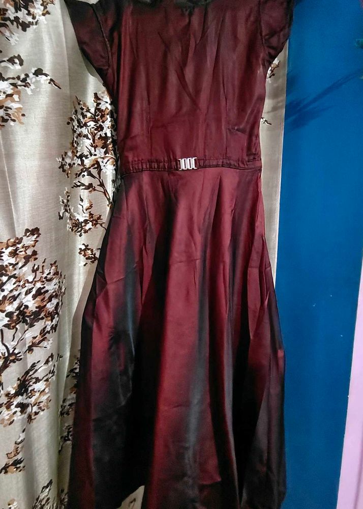 Burgundy Fit &amp; Flare Dress