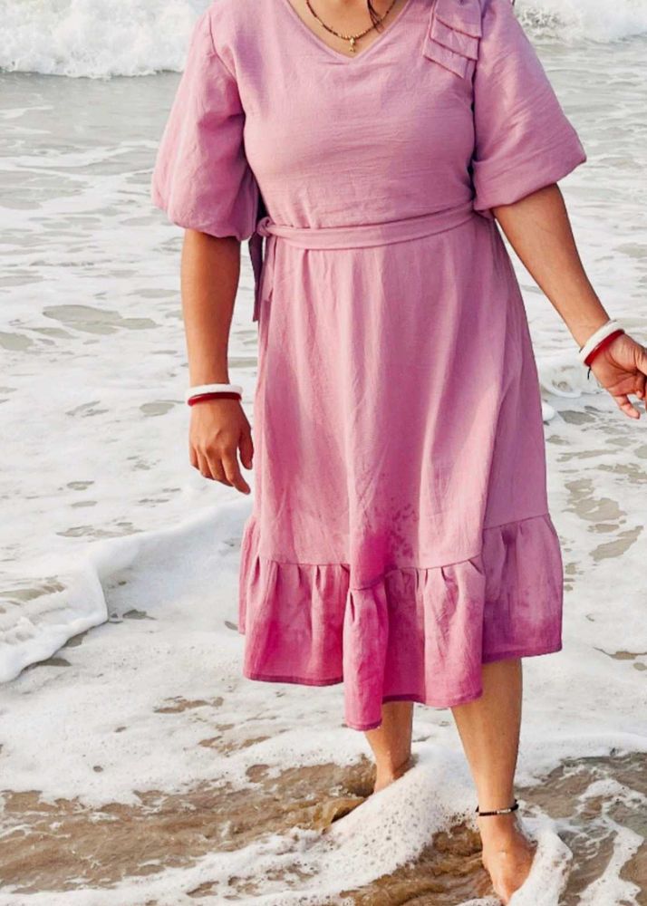 Nude Casual Midi Dress