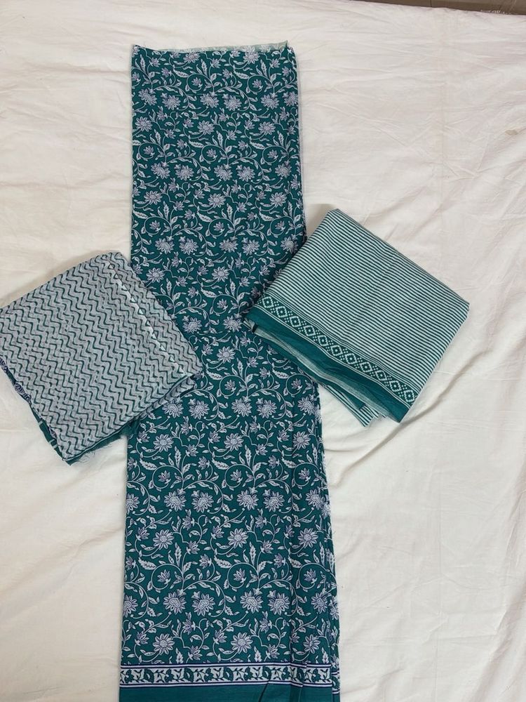 Green Printed Dress Material