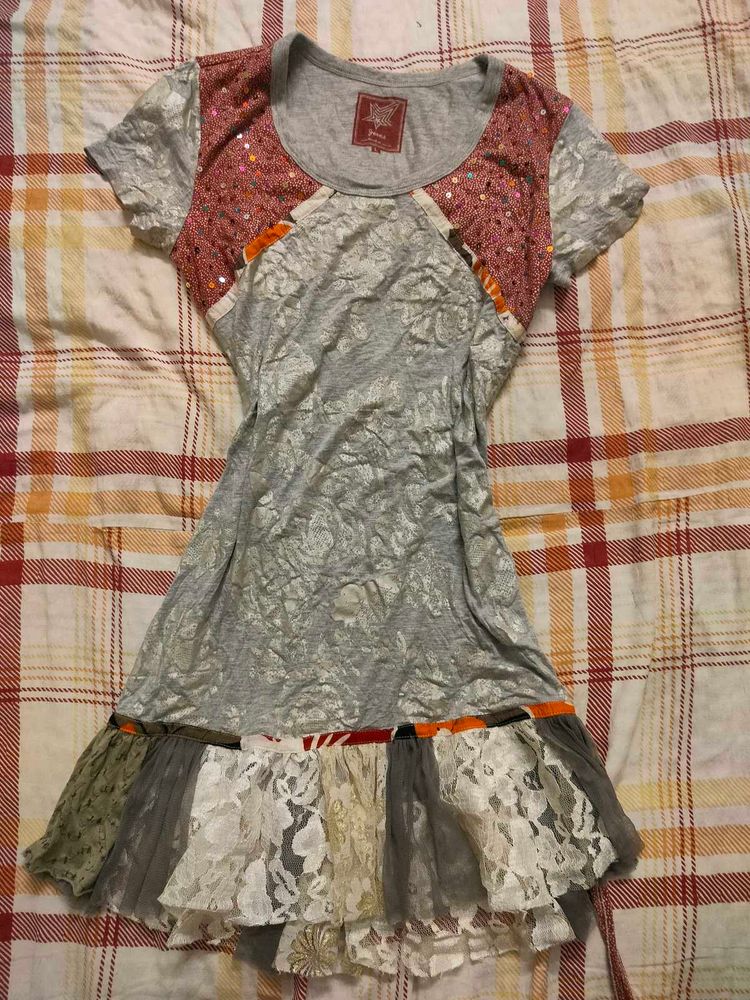 Unique Patchwork Mini Dress