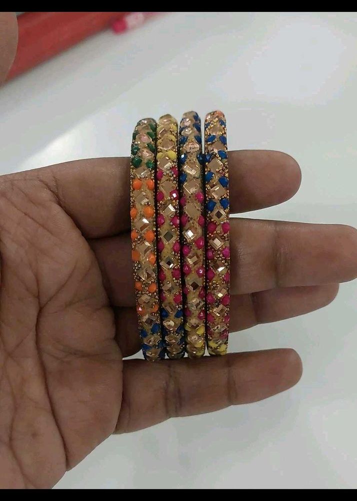 Colorful Beaded Bangles - Set of 4