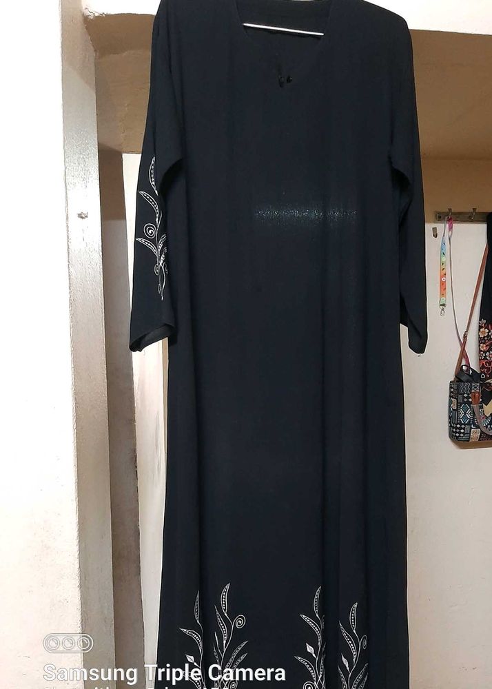 Black Abaya with Embroidery 51  Sizelenght