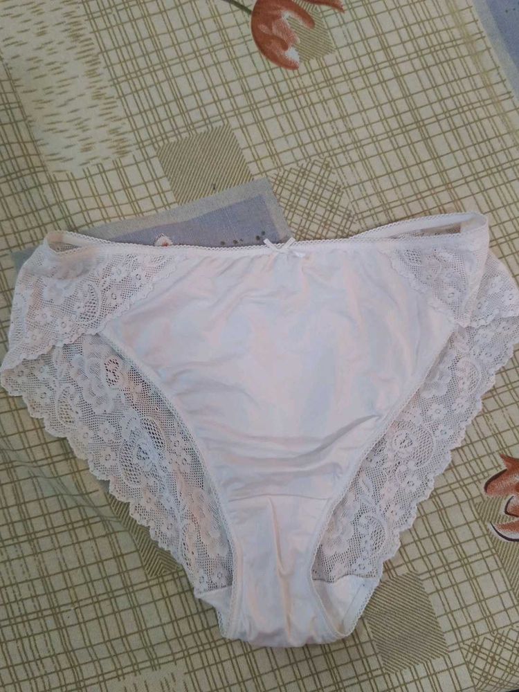 White Lace Trim Panties