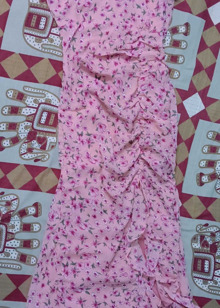 Floral Pink Ruffle Dress