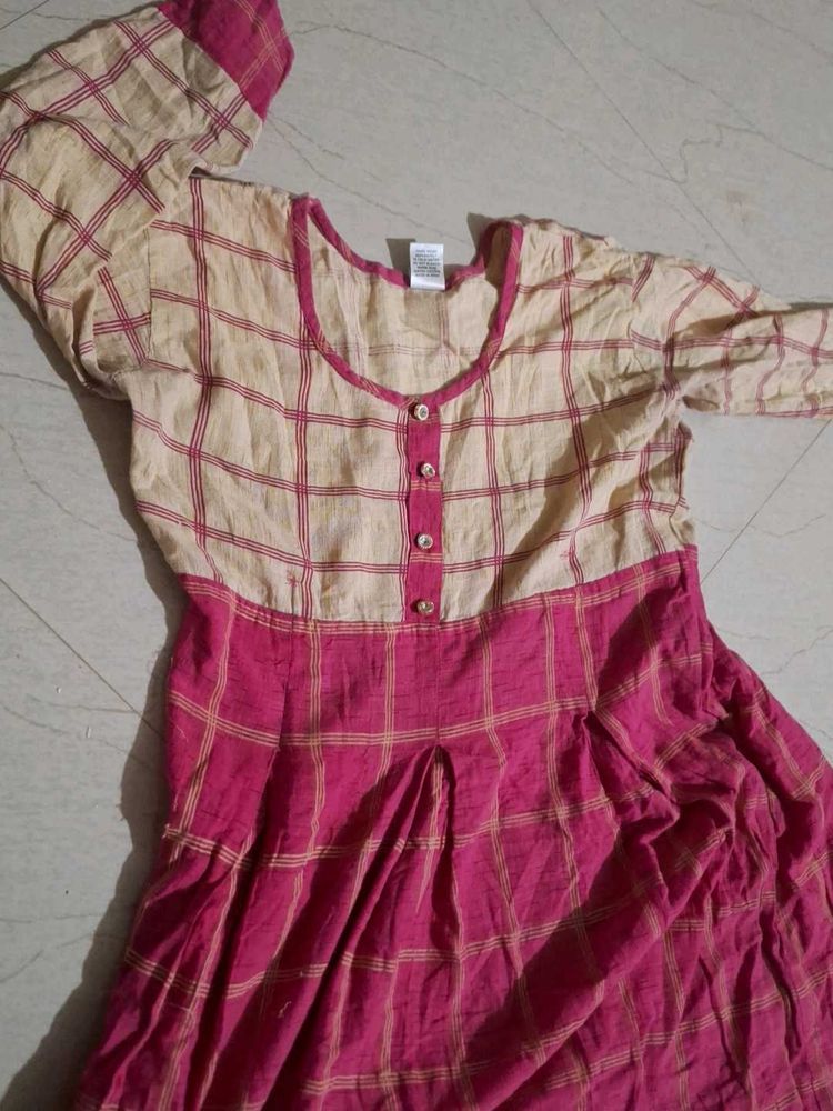 Pink Checkered Kurta