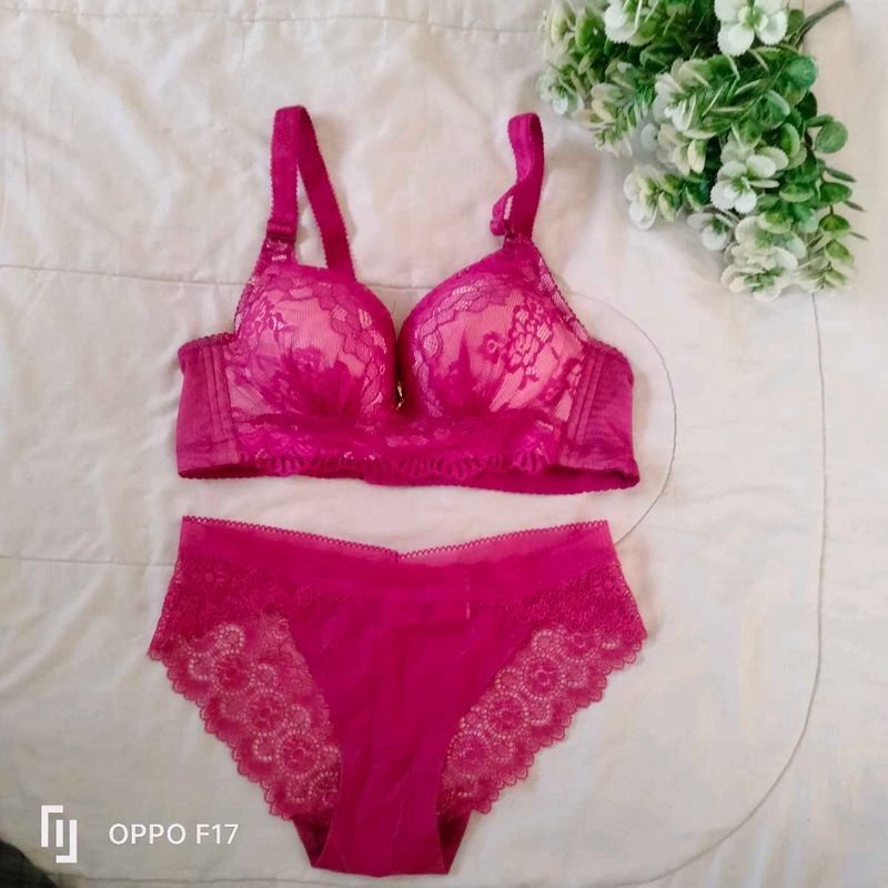 Pink Lace Lingerie Set