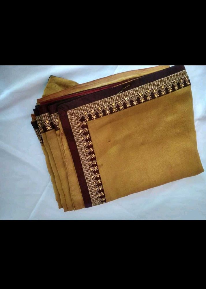 Yellow Saree With Lace And Maroon Blouse