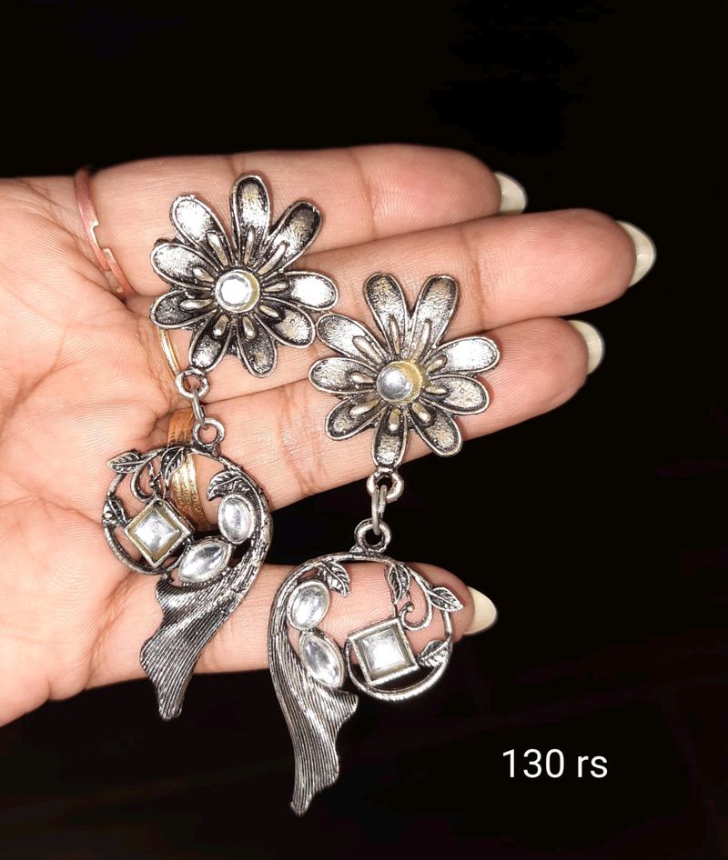Oxidised Long Earrings