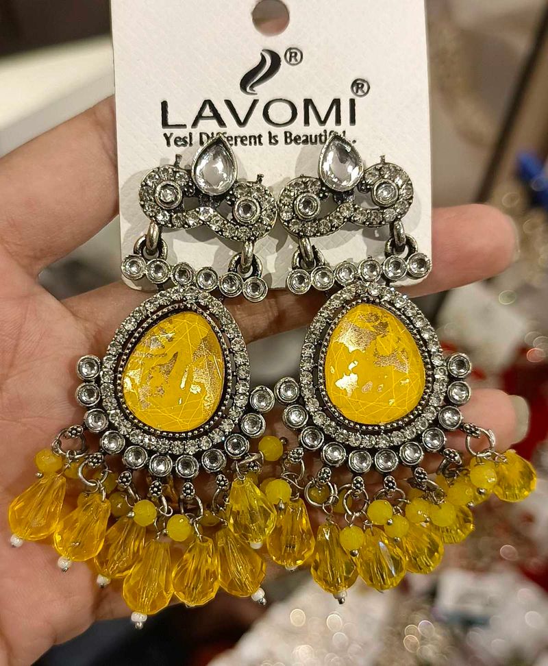 Lavomi Yellow Statement Earrings