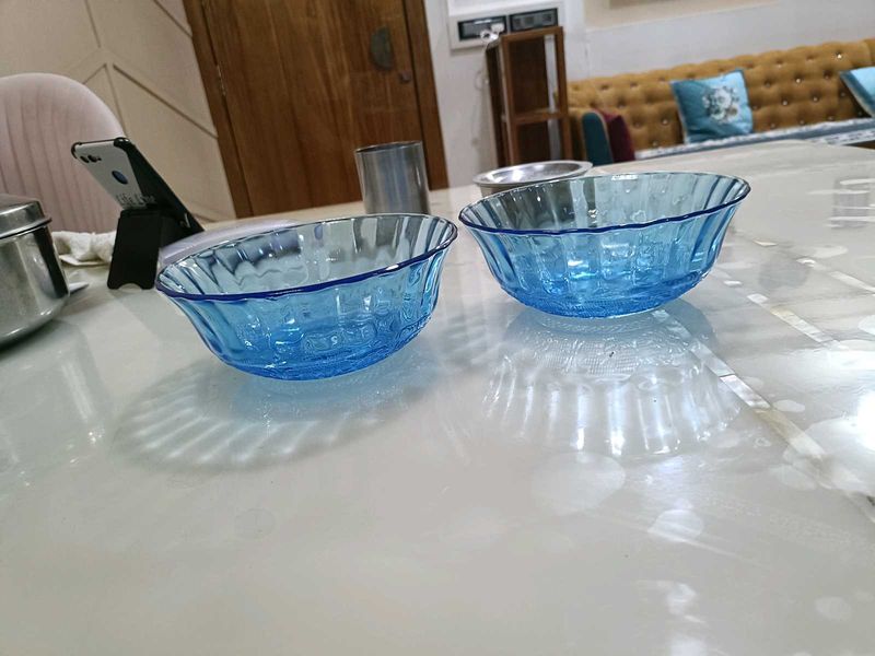 Blue Glass Bowls (Set of 2)