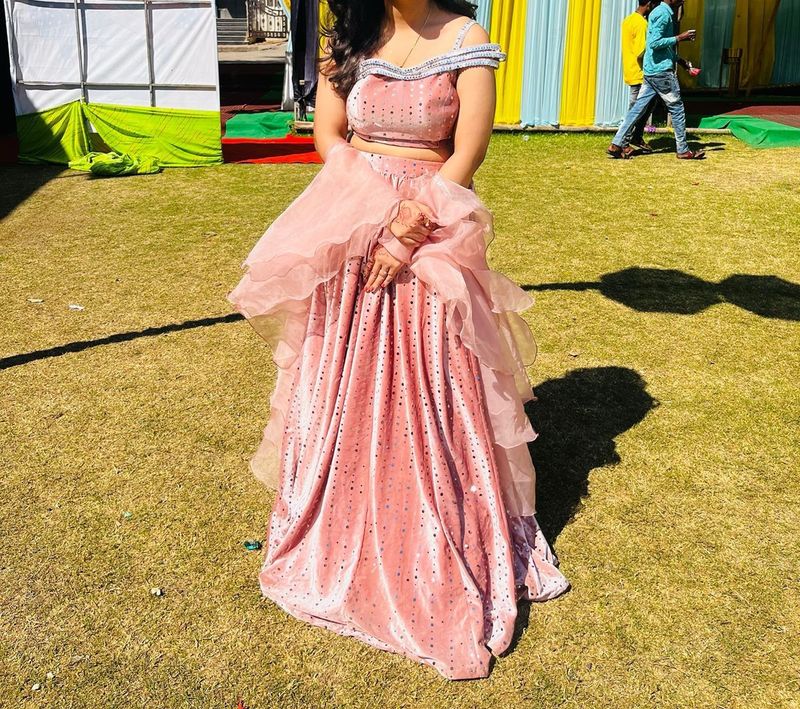 Velvet Peach Lehenga