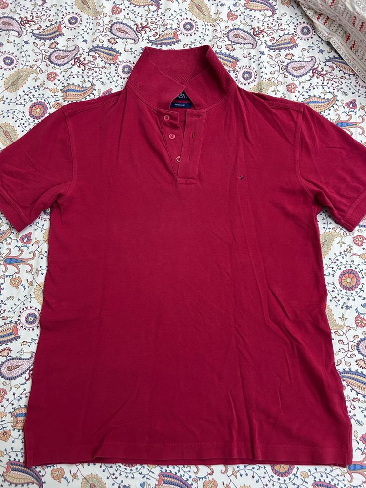 Men Maroom Color Colar T Shirt