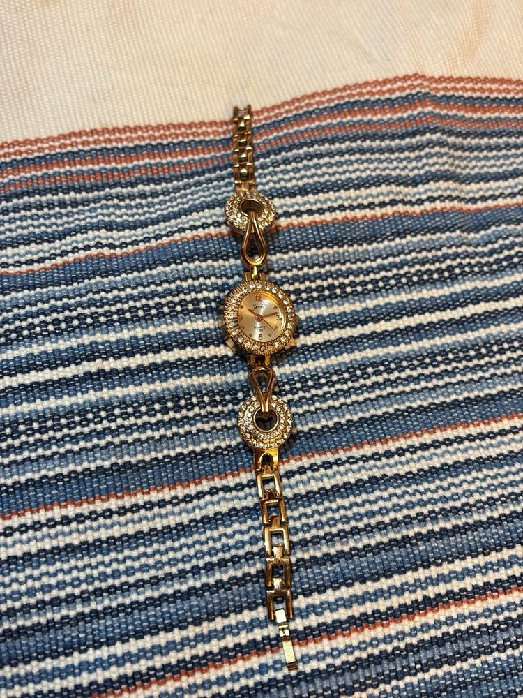 Elegant Gold-Tone Rhinestone Watch