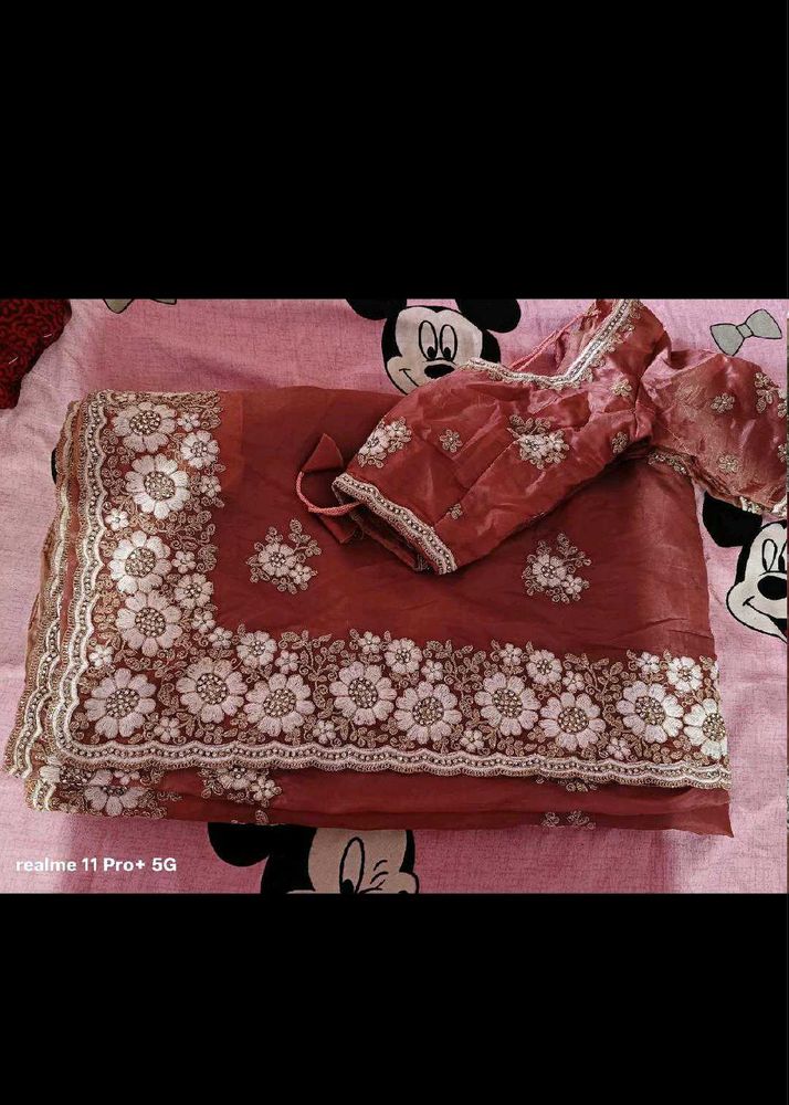 Elegant Embroidered Saree with Blouse