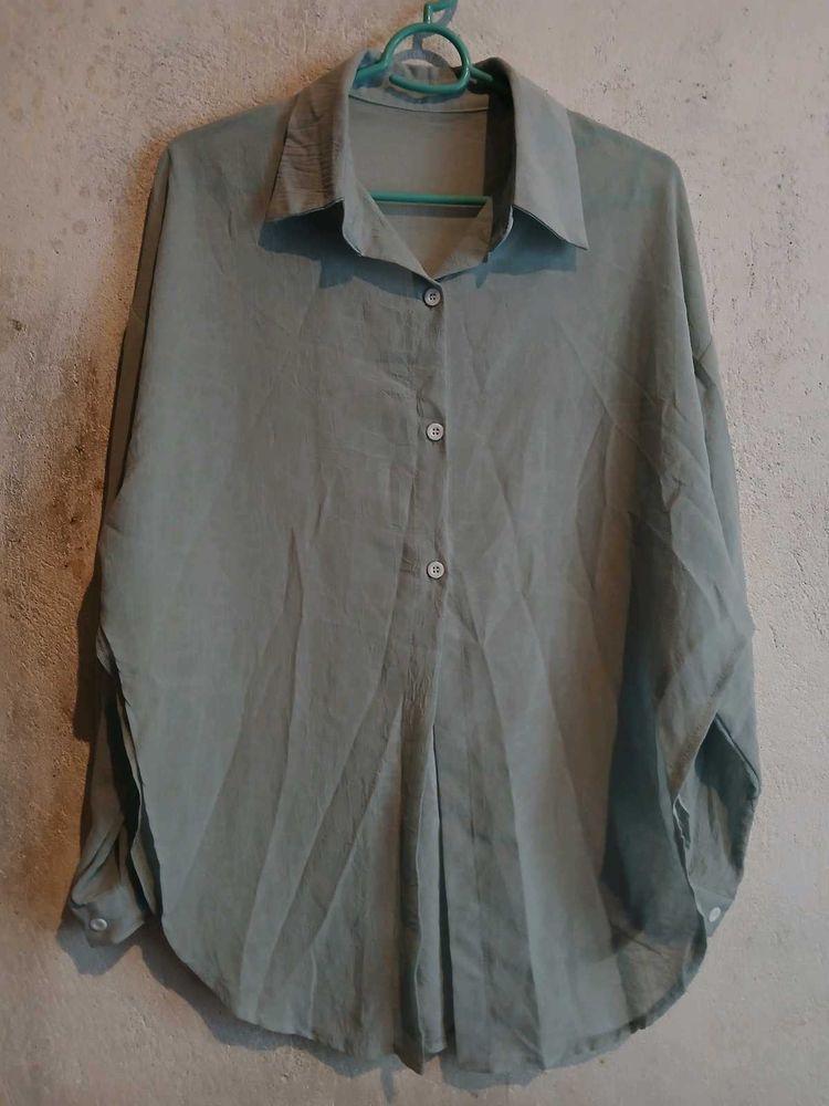 Olive Green Oversized Button-Down