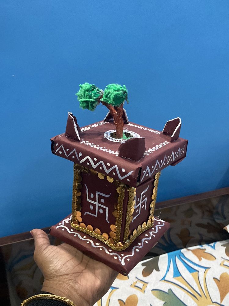 Handmade Cardboard Artificial Tulsi Plant