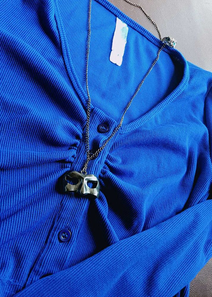 Full Sleeve Dark Blue Button Top 💙