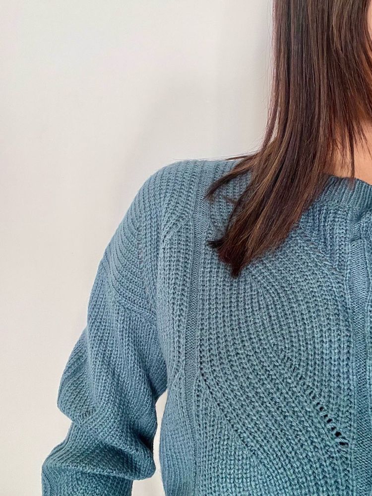 Blue Knit Pullover Sweater