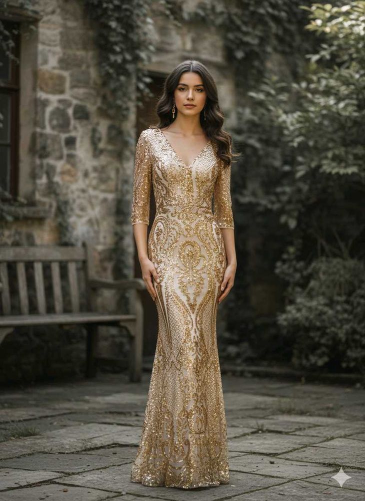 Gold Sequin Evening Gown