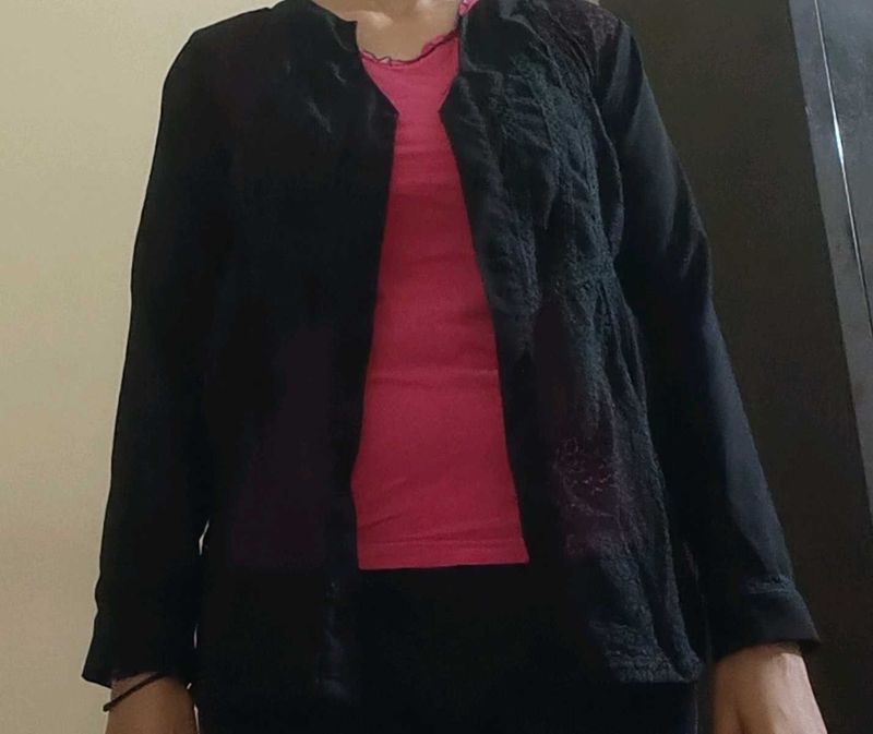 Black Shrug With Net Work