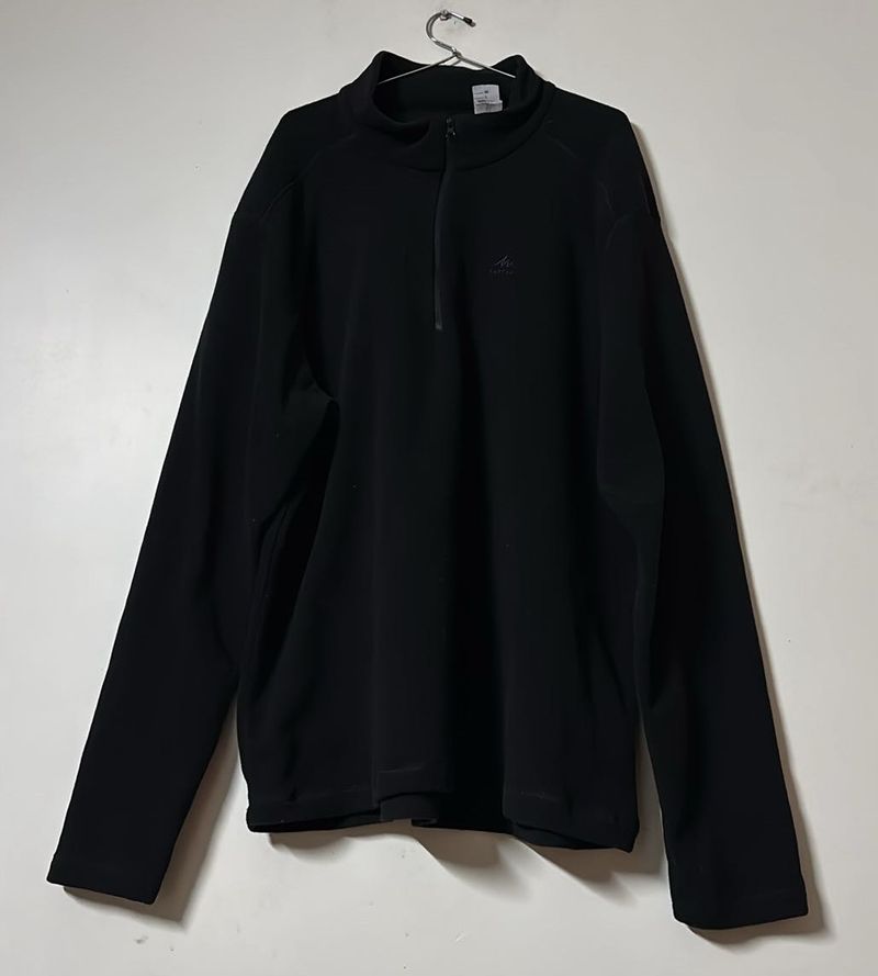 Men Black Lightweight Warm Fleece Sweatshirt