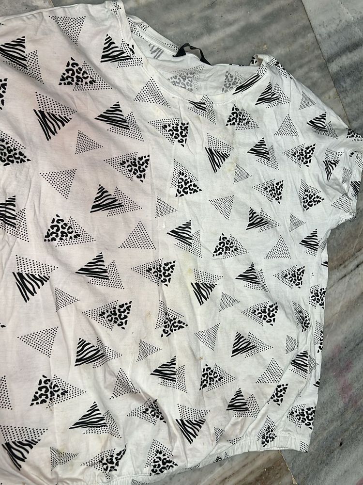 Patterned White T-shirt