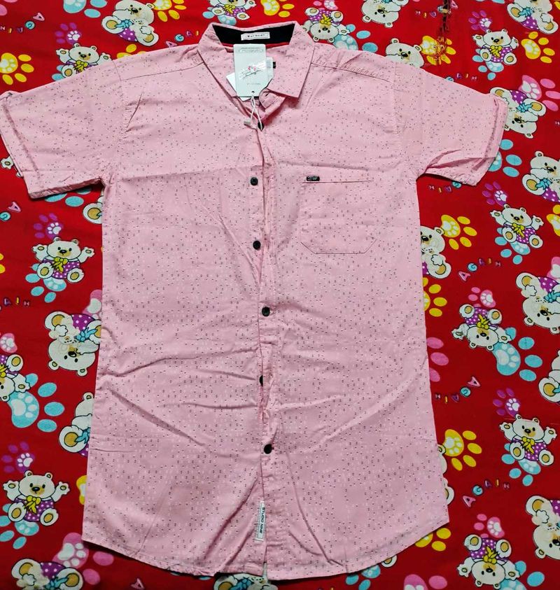 Half-Sleeve Shirt (Pink 🩷) For Men/Boys 👚