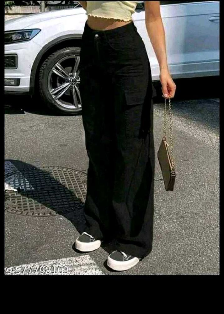 Black Wide Leg Cargo Pants