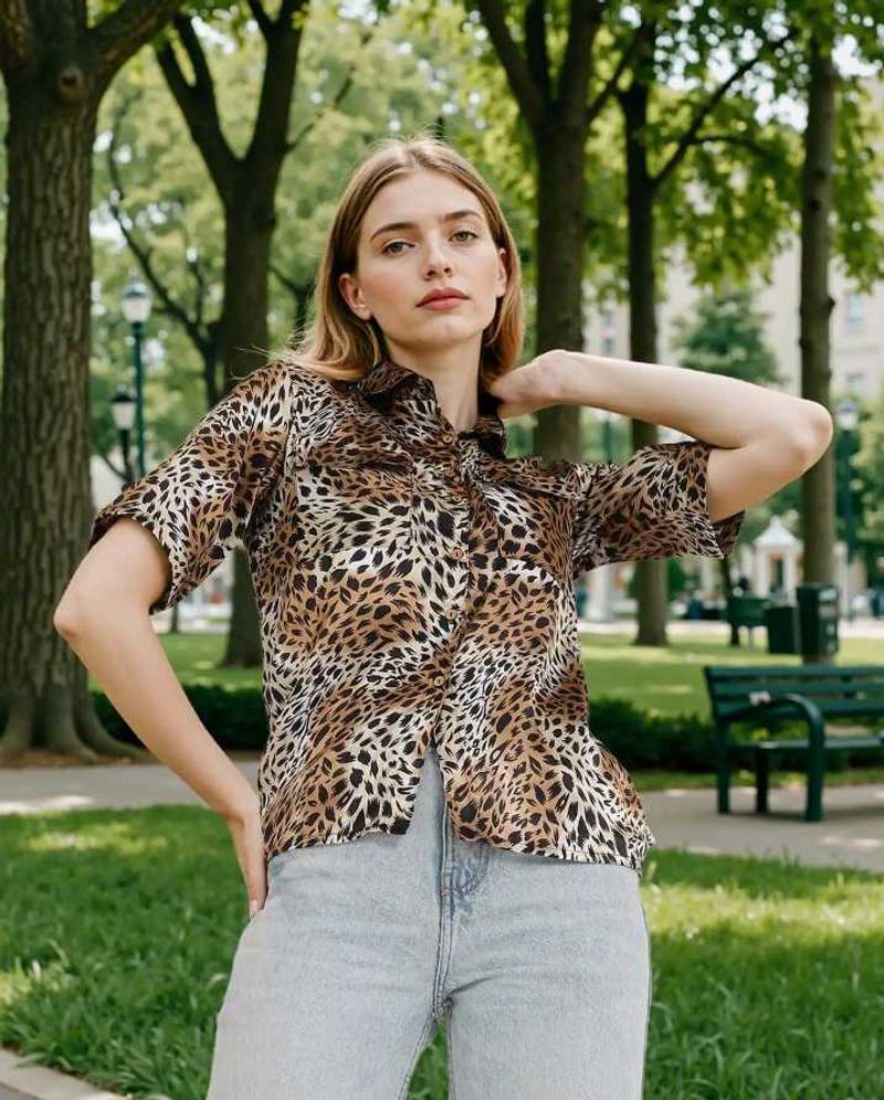 SHEIN BRAND Animal Print Shirt