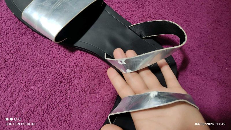Silver Strappy Sandals