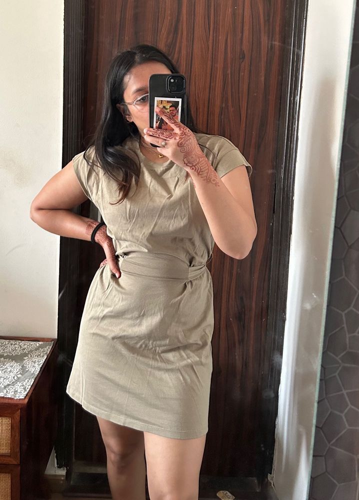 MANGO Mini Dress With Tie Up Back