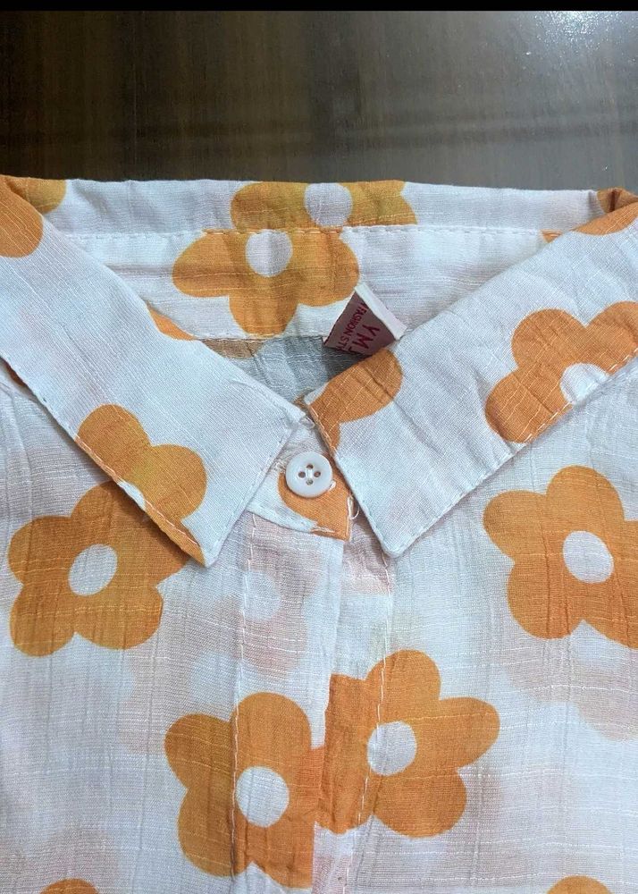 Orange Floral Button-Down