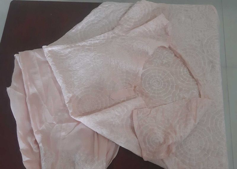 Peach Lucknavi embroidery salwar kurti