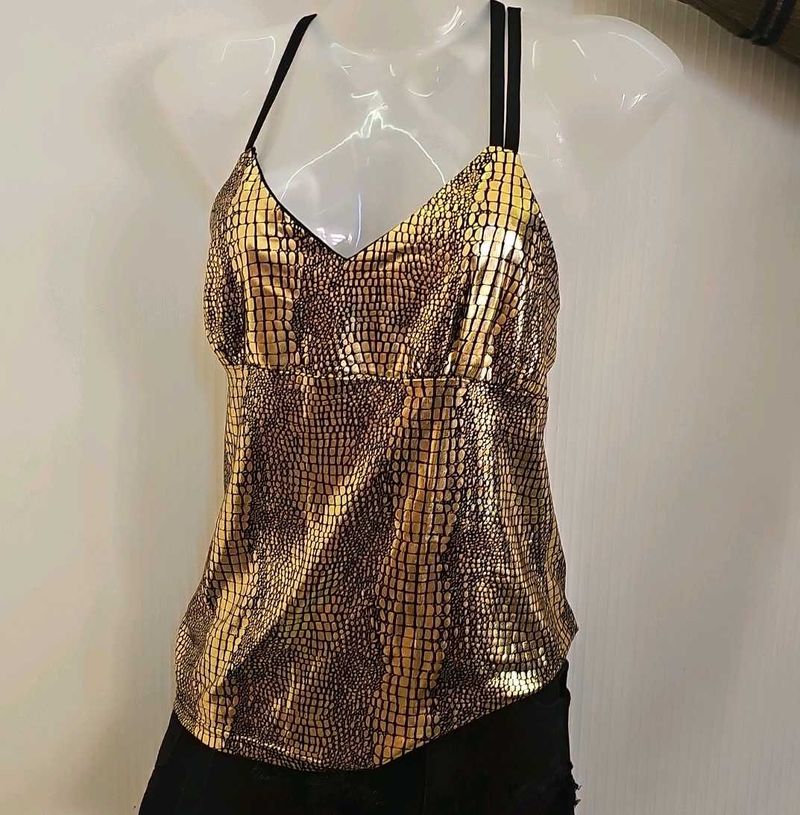 Gold Animal Print Cami Top