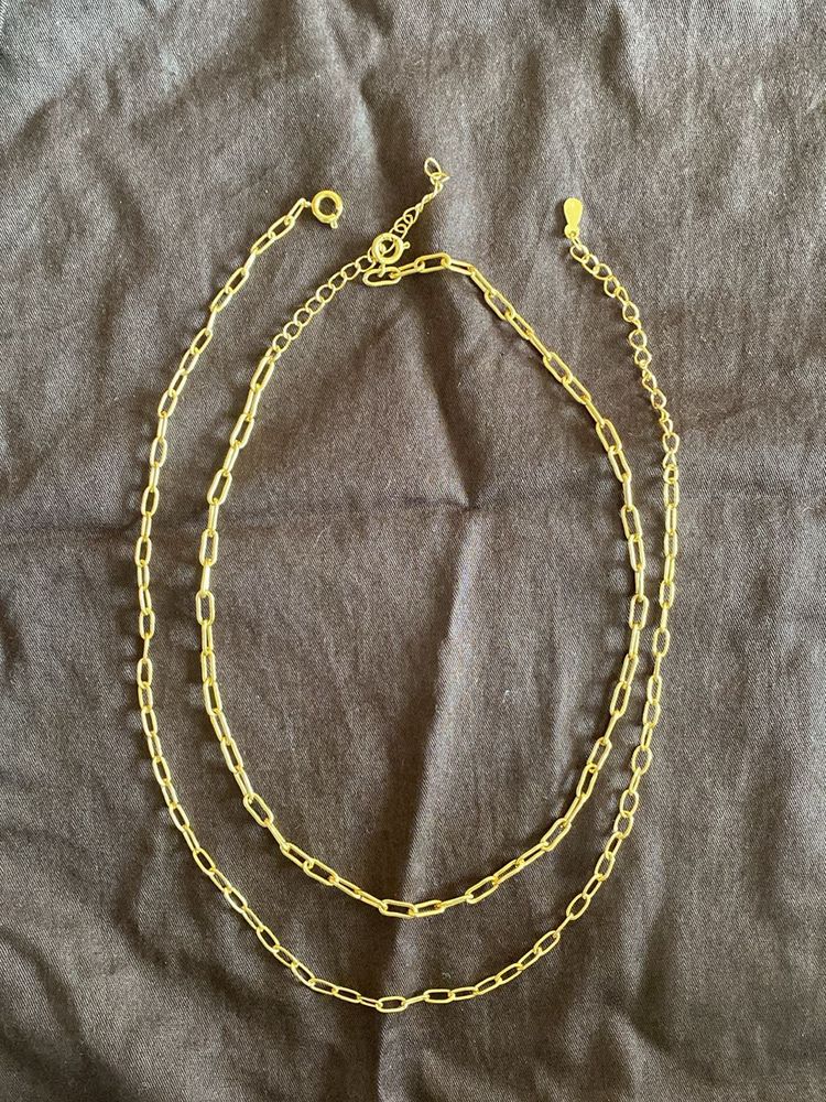 Set Of 2 Gold Link Necklace