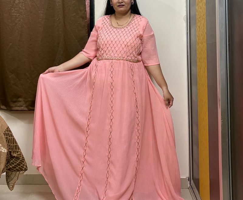 Peach Embellished Gown