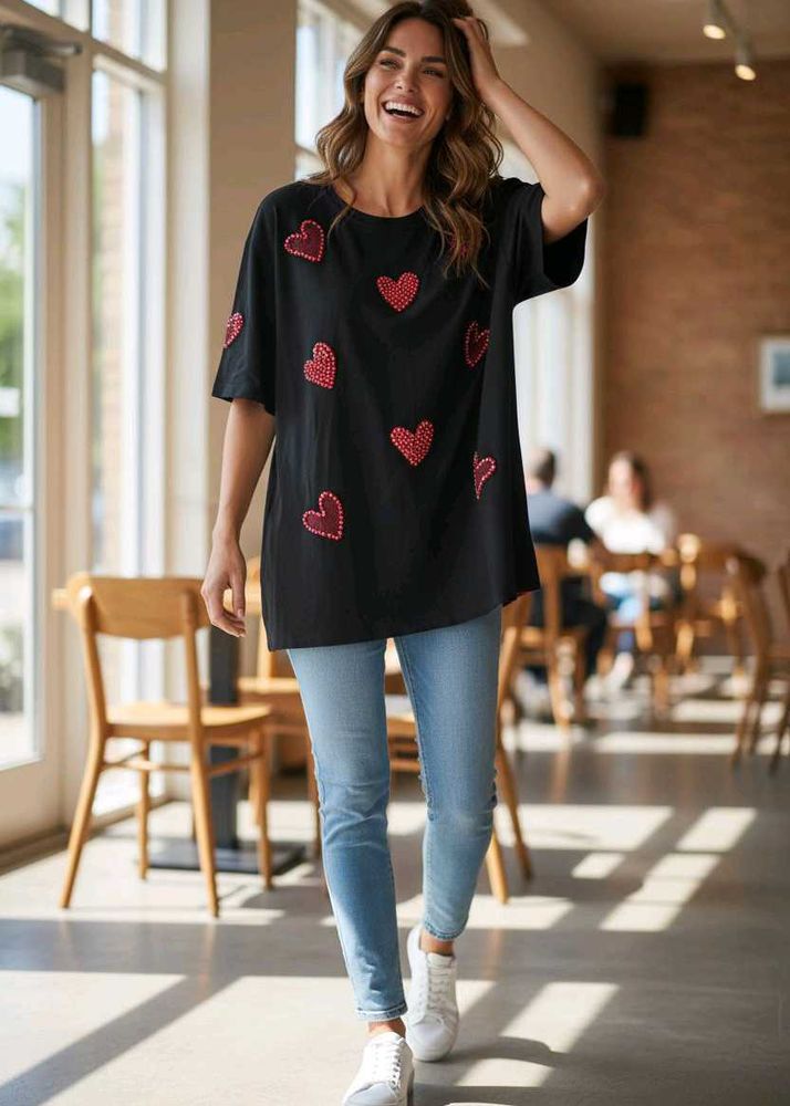New Cute Heart Print Top