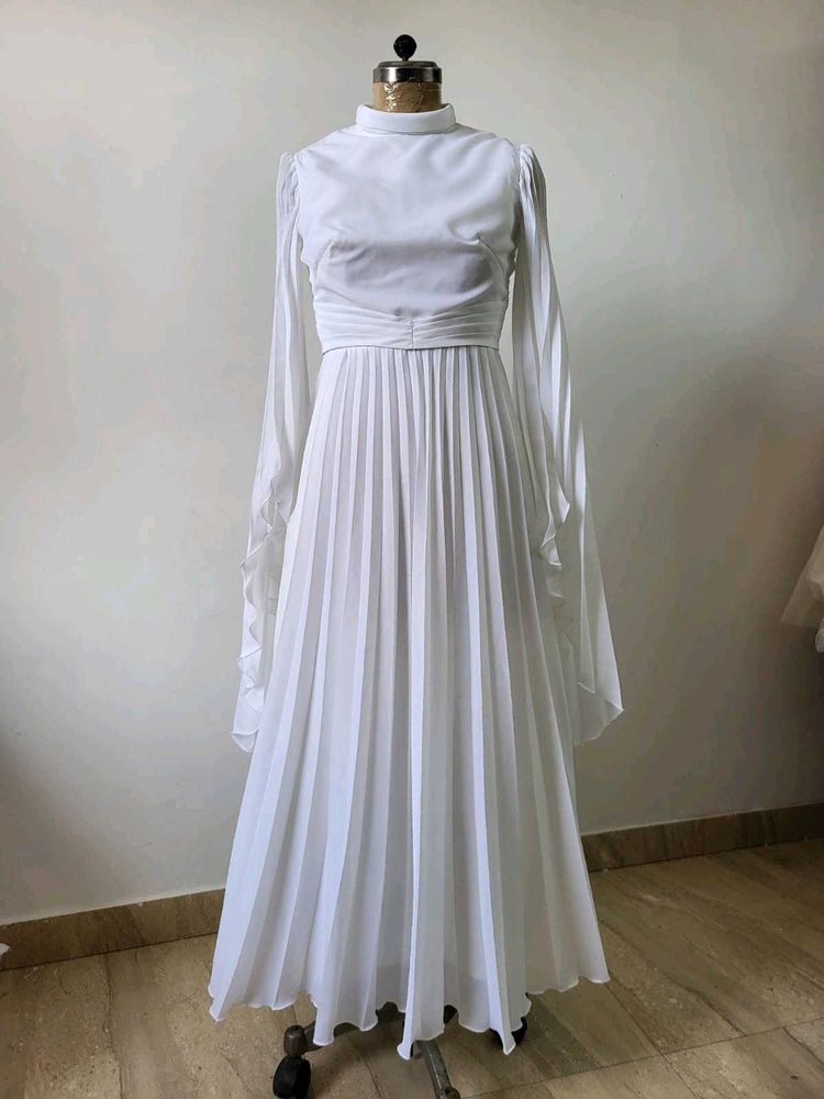 White Pleated Gown