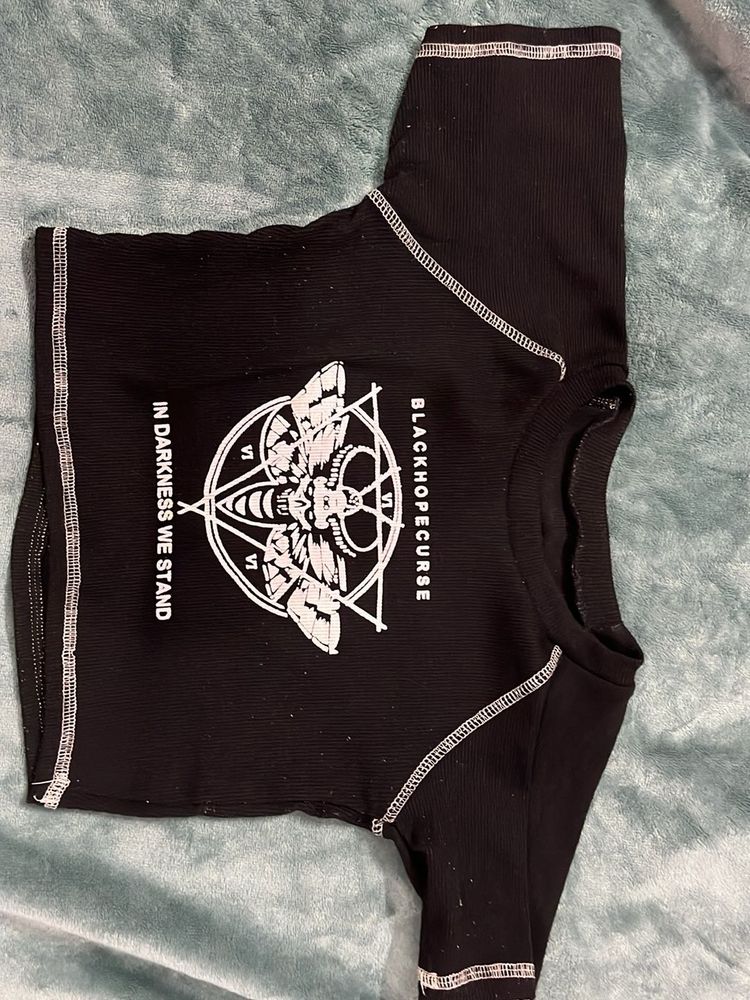 Graphic Moth Crop Top