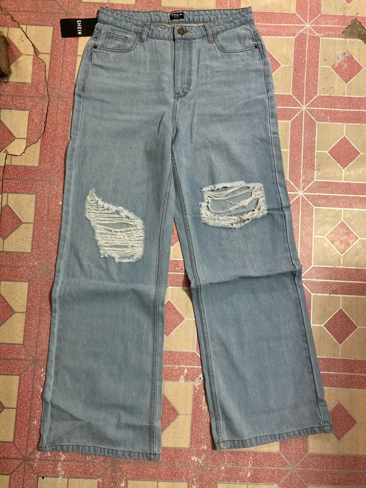 Ripped Wide Leg Jeans