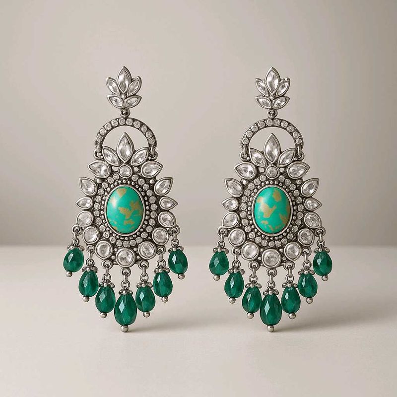 Green Kundan Earrings