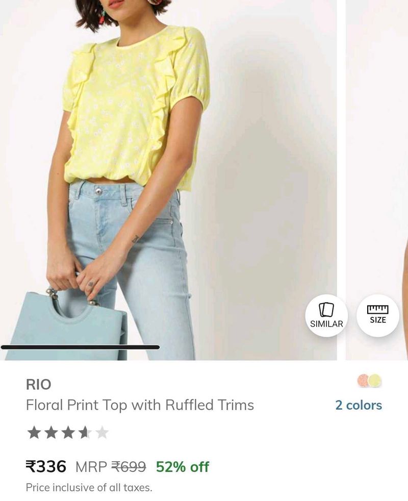 Floral Print Top With Ruffled Trims