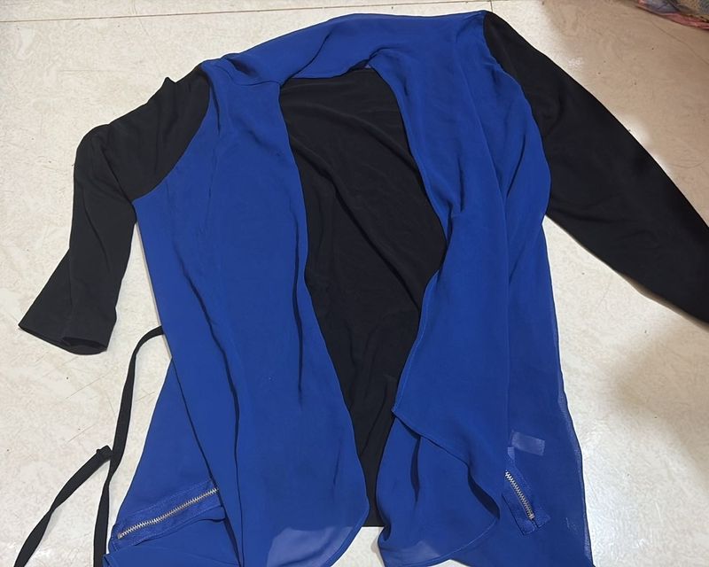 Blue &amp; Black Layered Shrug