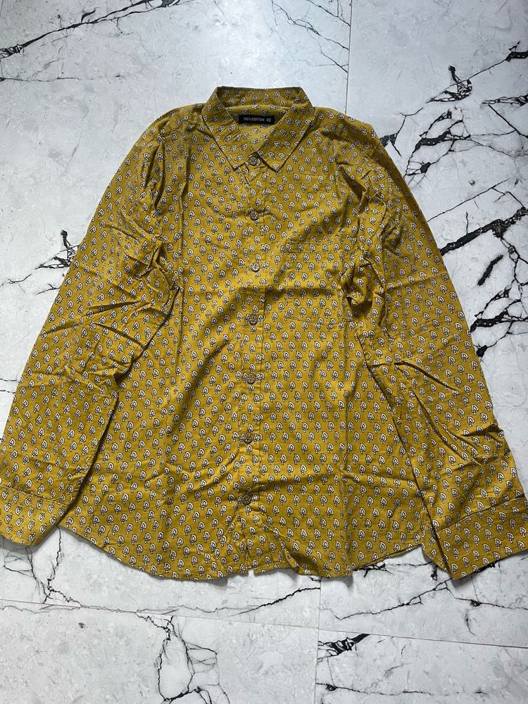 Block Printed Mustard Shirt