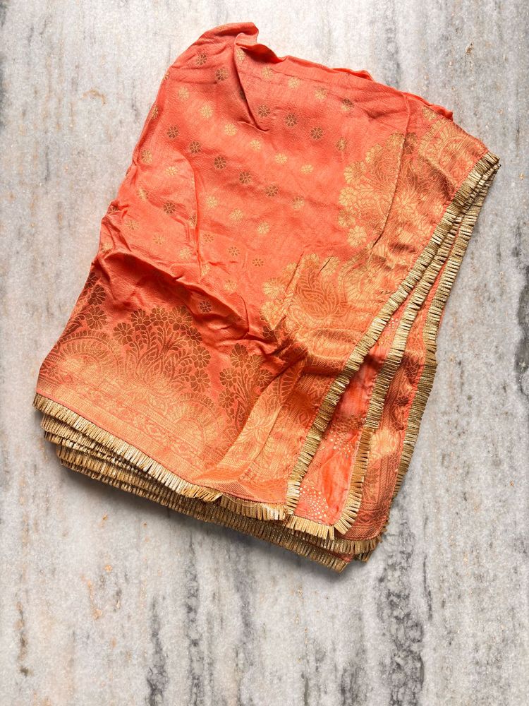 Peach Dupatta with Gold Detail