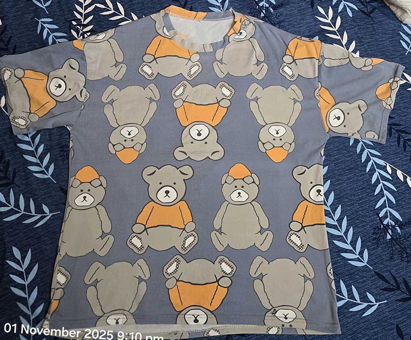 Cute Teddy Bear Print Tee
