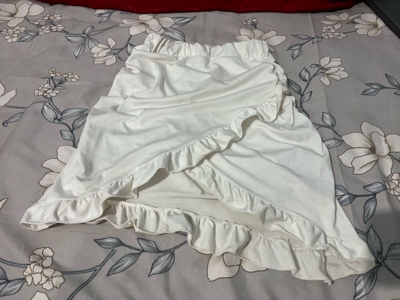 White Ruffle Mini Skirt
