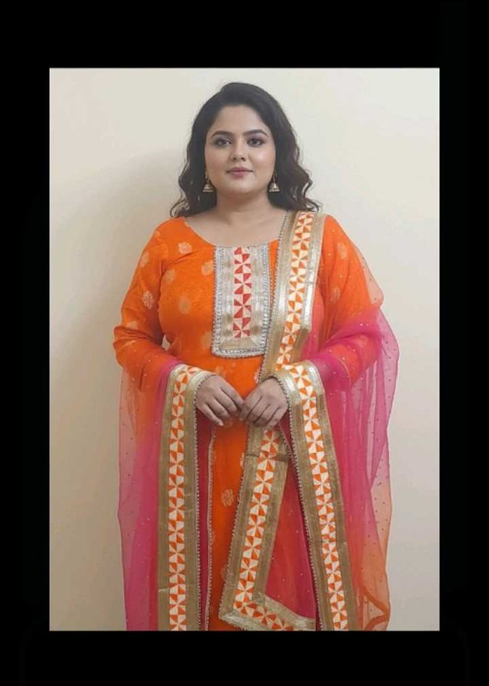 Orange Embroidered palazo kameez