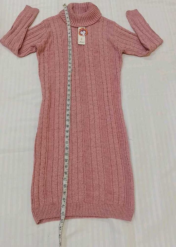 Pink Knit Turtleneck Dress 38-42